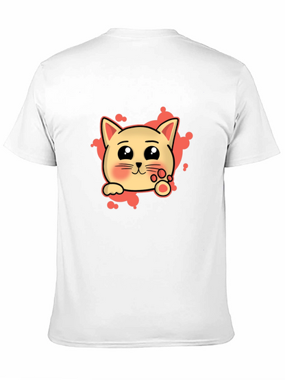 Cute Cat Cartoon Graphic Tee - Black T-Shirt