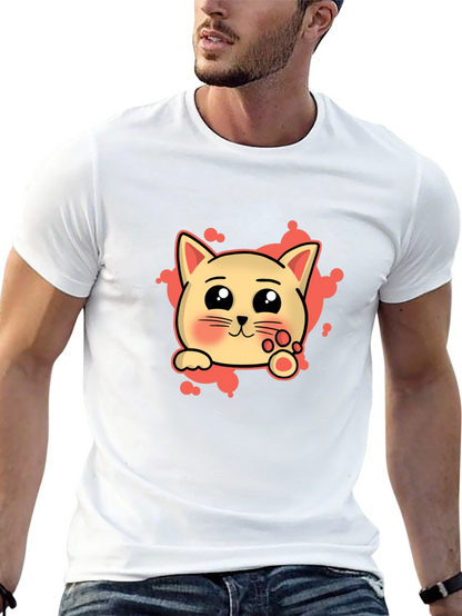 Cute Cat Cartoon Graphic Tee - Black T-Shirt