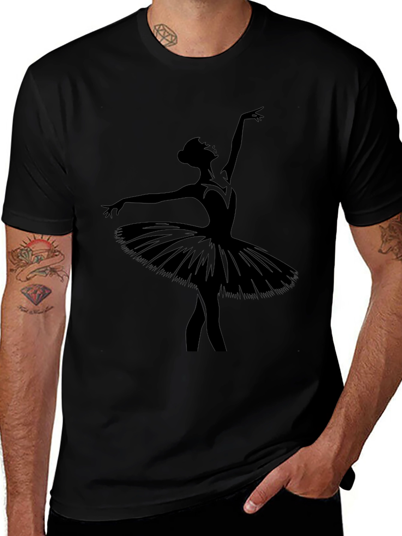 Ballerina Silhouette Graphic T-Shirt - Black