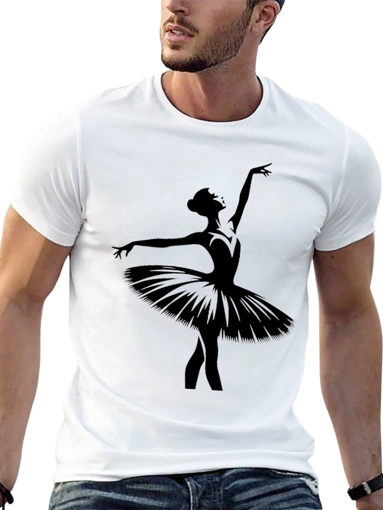 Ballerina Silhouette Graphic T-Shirt - Black