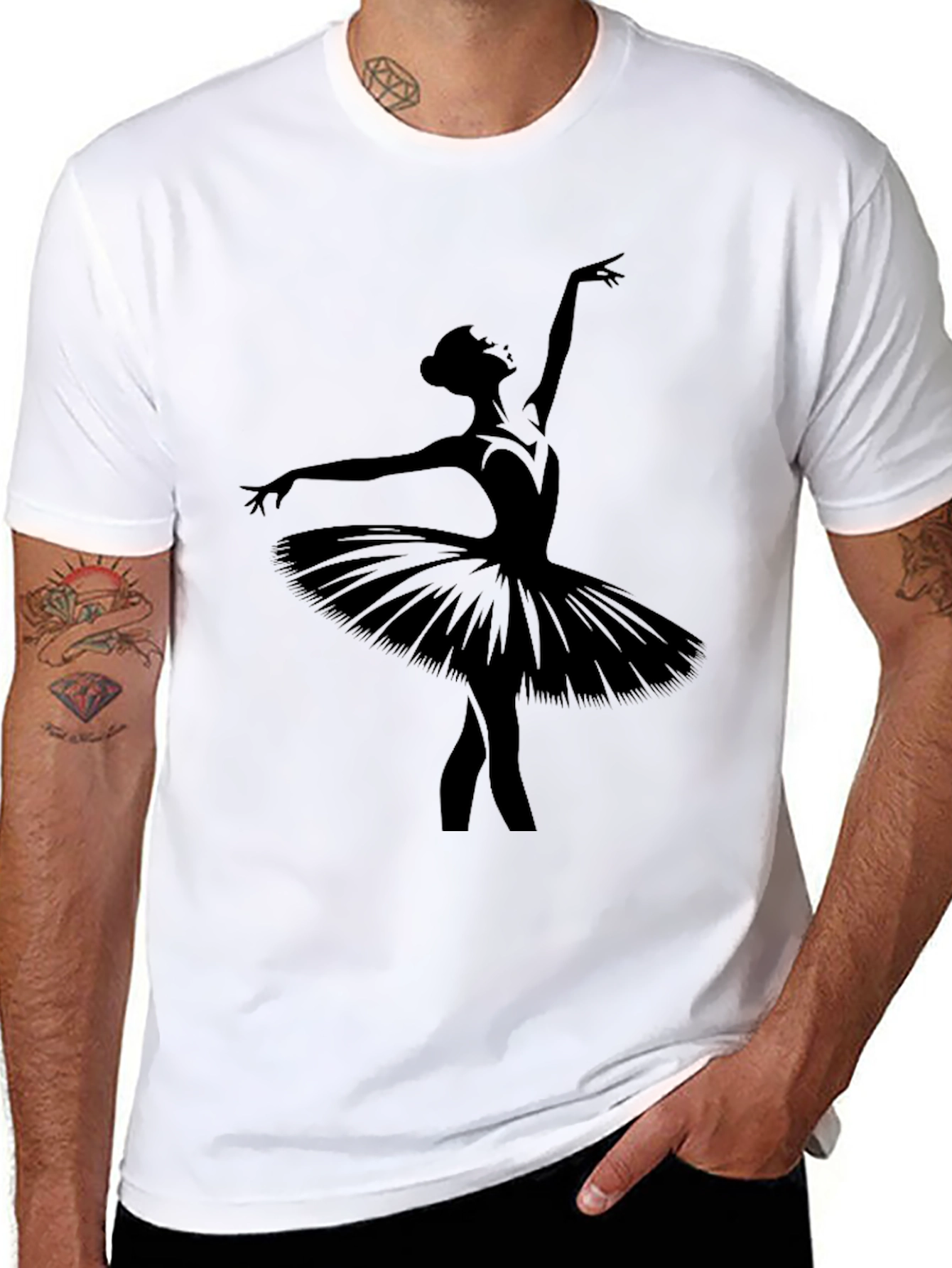 Ballerina Silhouette Graphic T-Shirt - Black