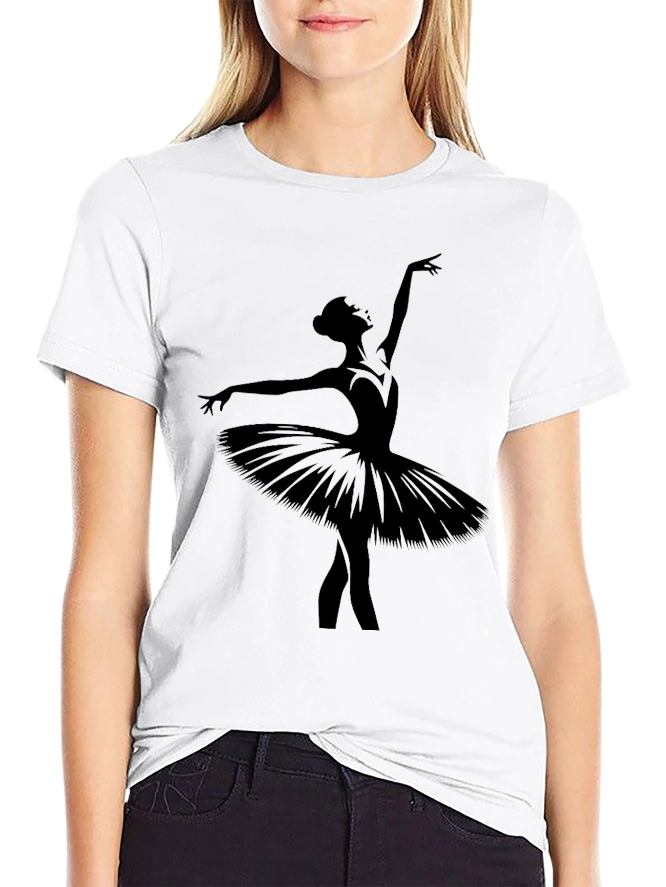 Ballerina Silhouette Graphic T-Shirt - Black