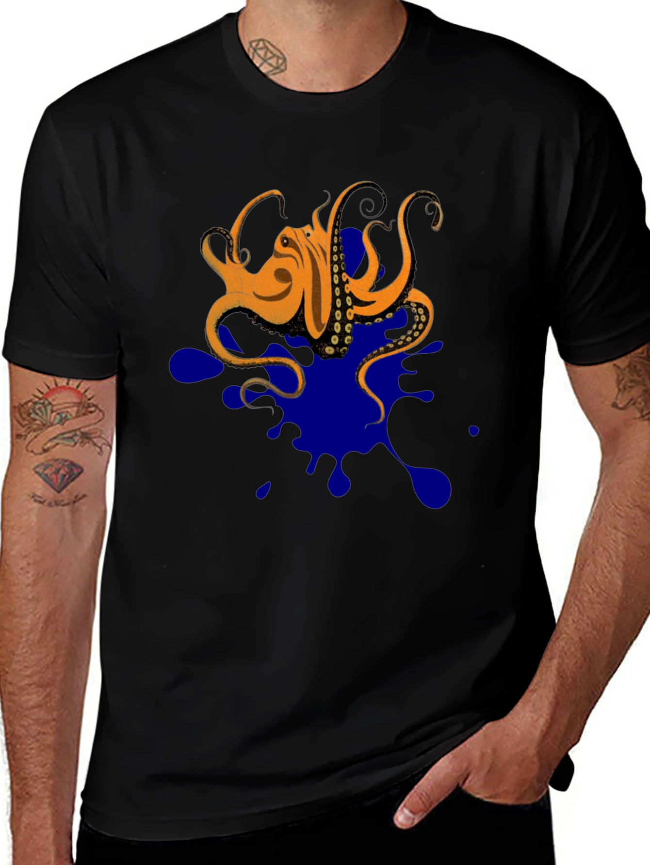 Octopus Ink Splatter T-Shirt - Unique Graphic Tee