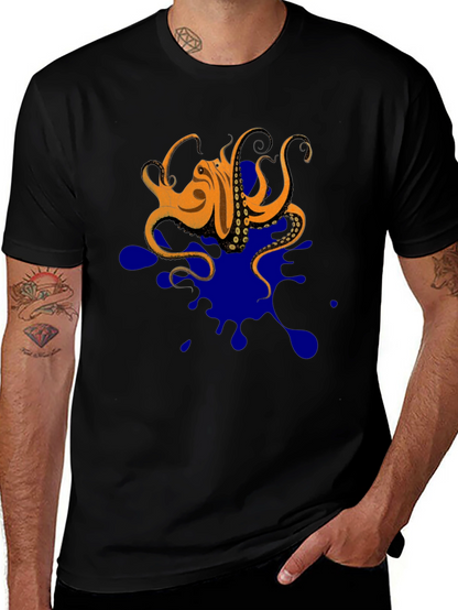 Octopus Ink Splatter T-Shirt - Unique Graphic Tee