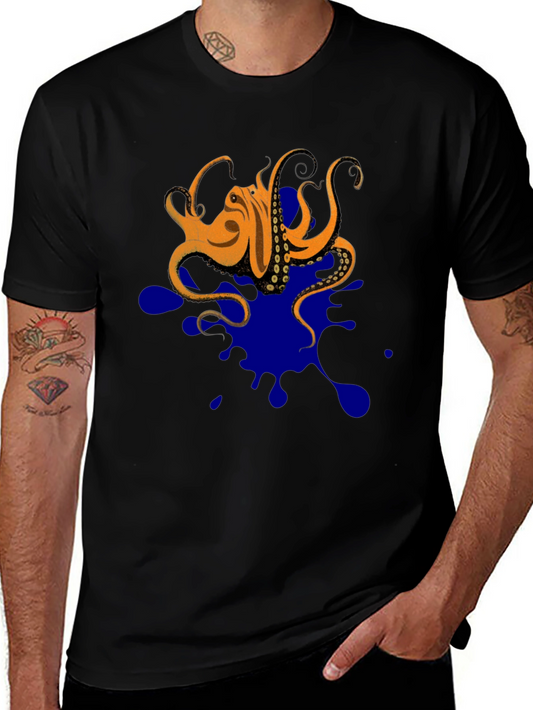 Octopus Ink Splatter T-Shirt - Unique Graphic Tee