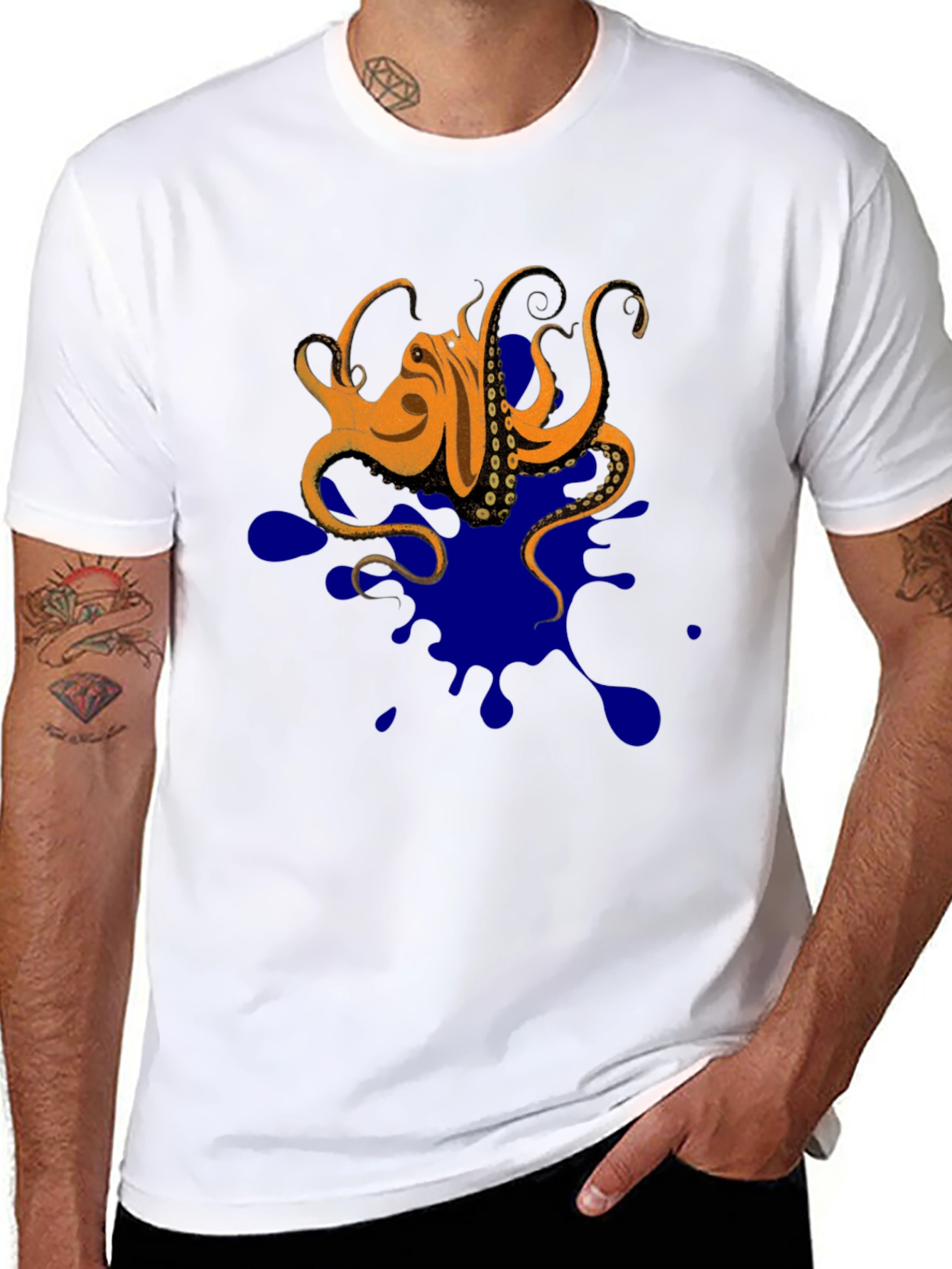 Octopus Ink Splatter T-Shirt - Unique Graphic Tee
