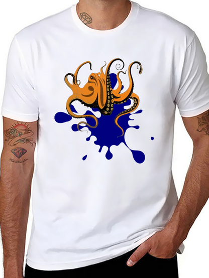 Octopus Ink Splatter T-Shirt - Unique Graphic Tee