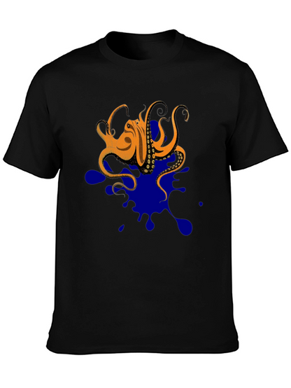 Octopus Ink Splatter T-Shirt - Unique Graphic Tee