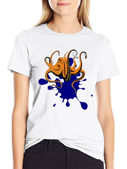 Octopus Ink Splatter T-Shirt - Unique Graphic Tee