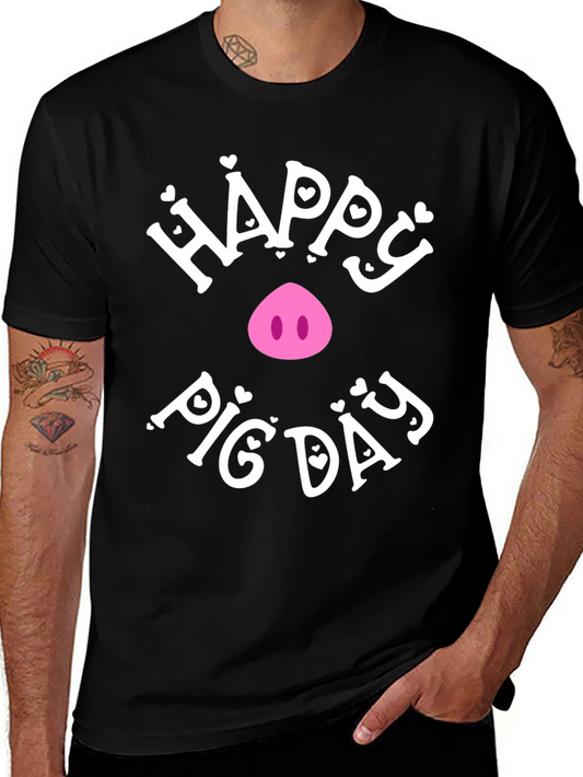 Happy Pig Day Graphic Tee - Novelty Pig Lover T-Shirt