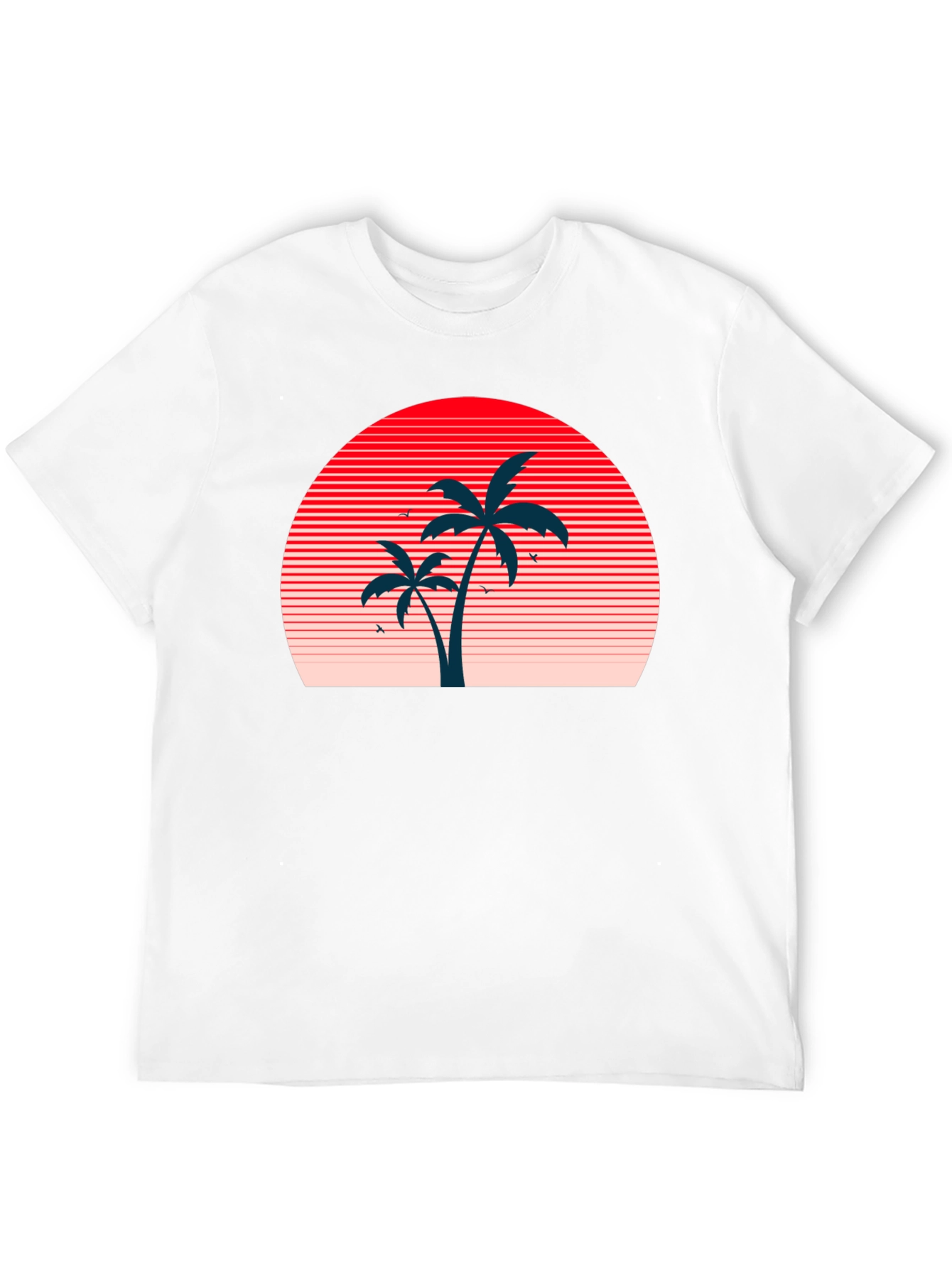 Retro Sunset Palm Tree Graphic Tee - Black