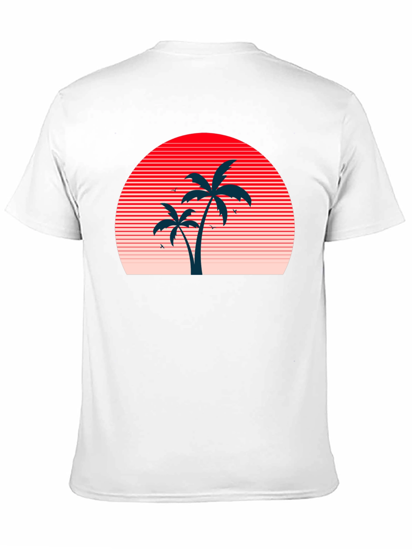 Retro Sunset Palm Tree Graphic Tee - Black