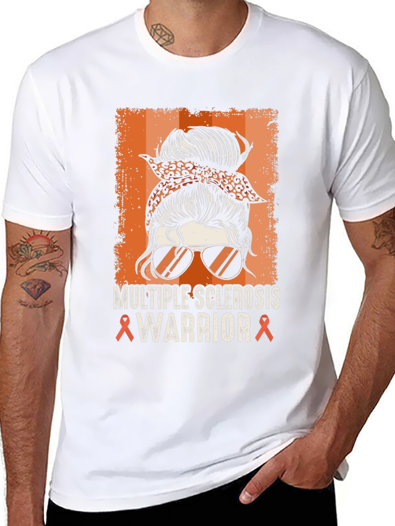 Multiple Sclerosis Warrior Messy Bun T-Shirt
