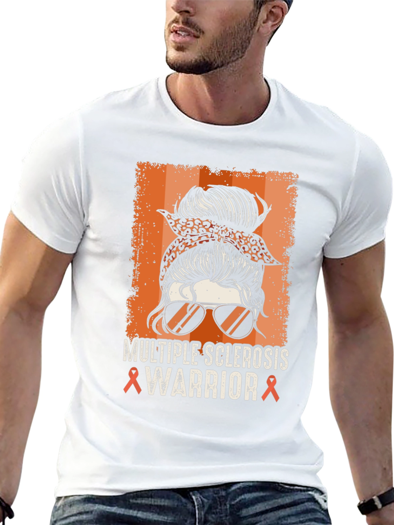 Multiple Sclerosis Warrior Messy Bun T-Shirt
