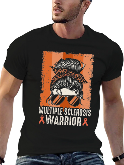 Multiple Sclerosis Warrior Messy Bun T-Shirt