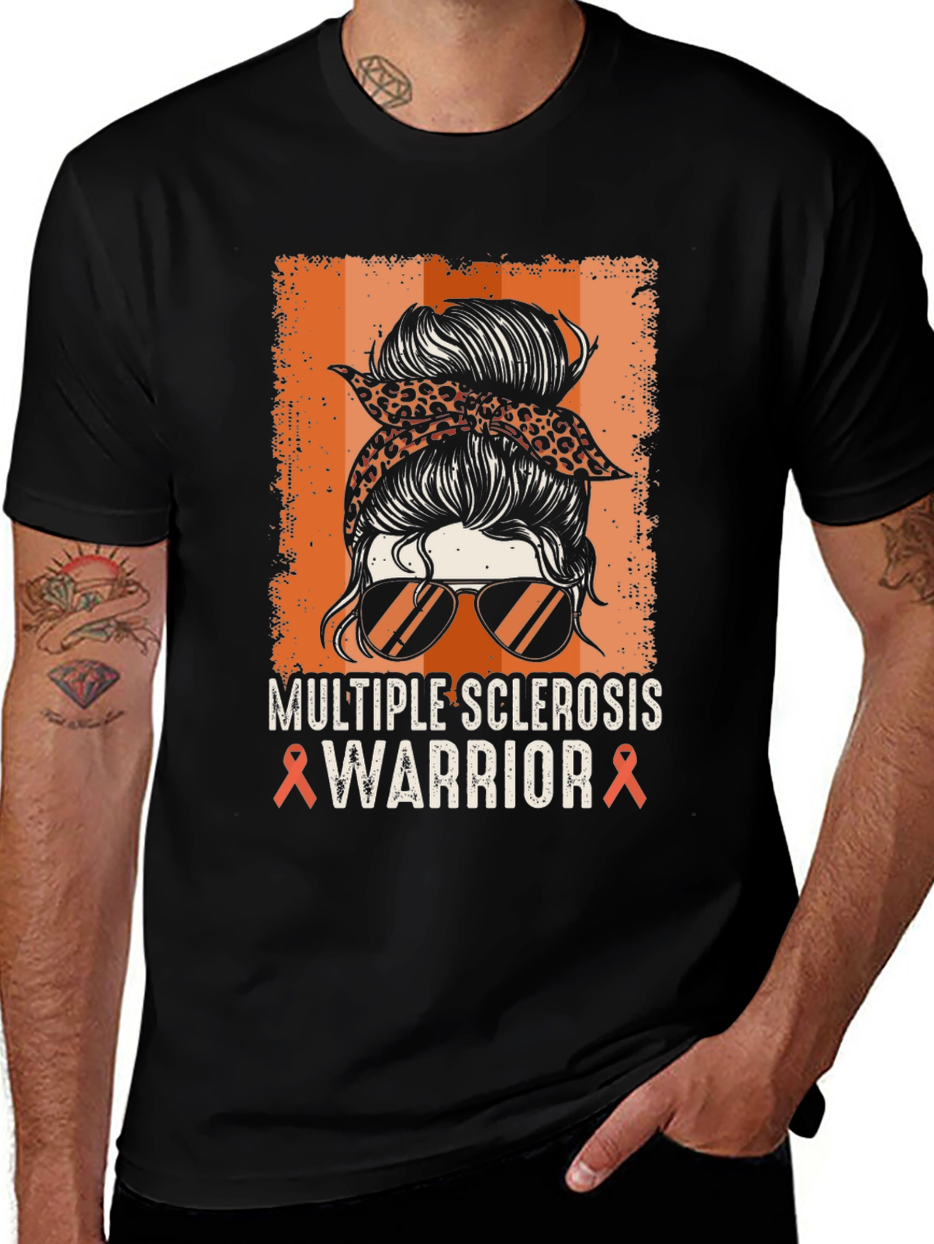 Multiple Sclerosis Warrior Messy Bun T-Shirt