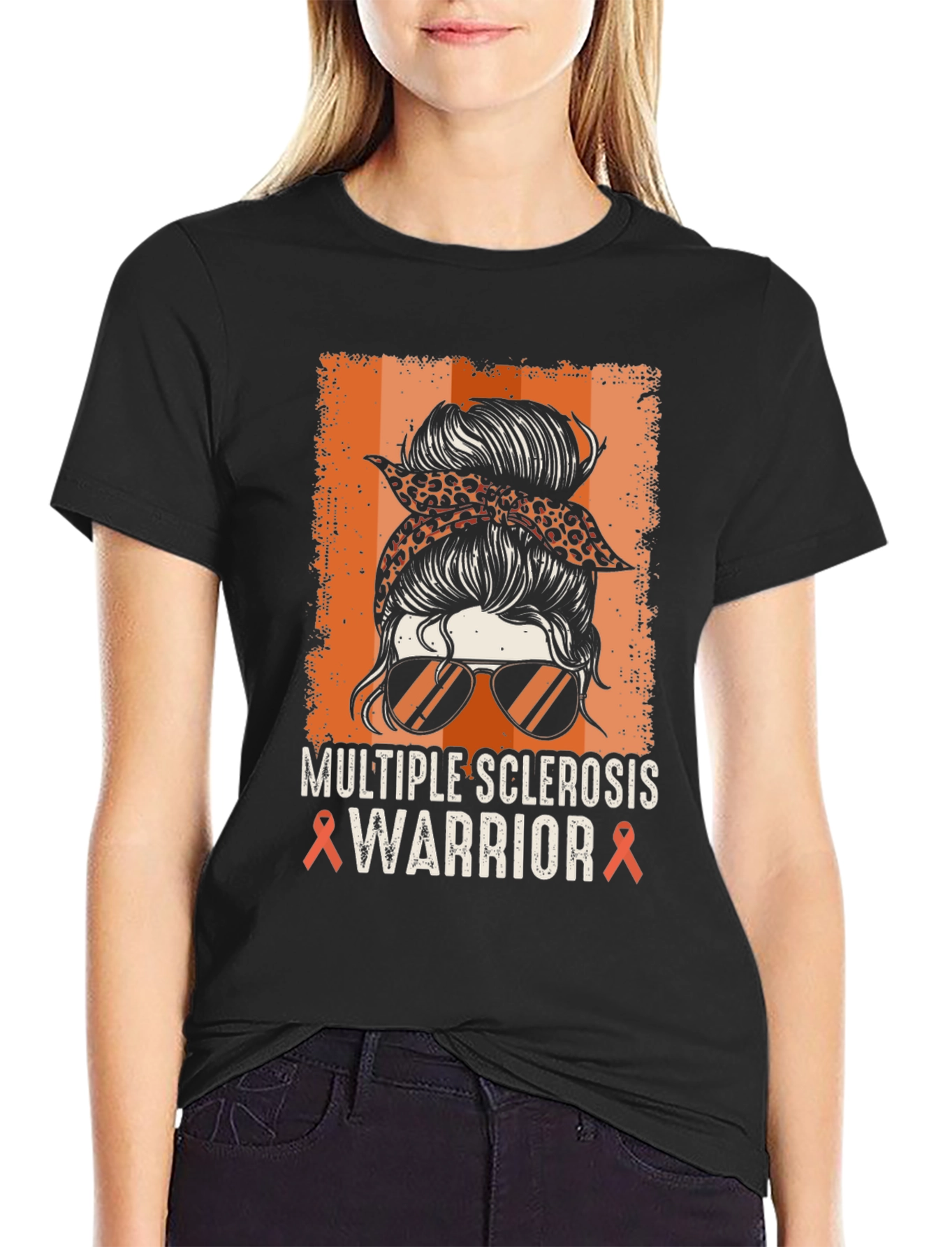 Multiple Sclerosis Warrior Messy Bun T-Shirt
