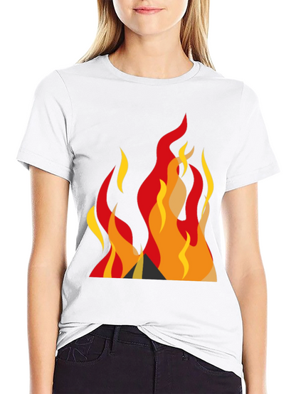 Bold Graphic Fire Design Black T-Shirt