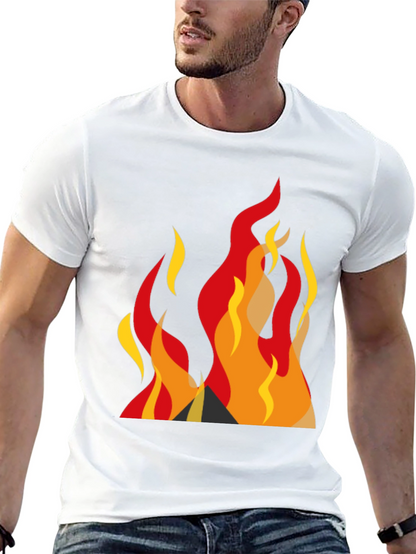 Bold Graphic Fire Design Black T-Shirt