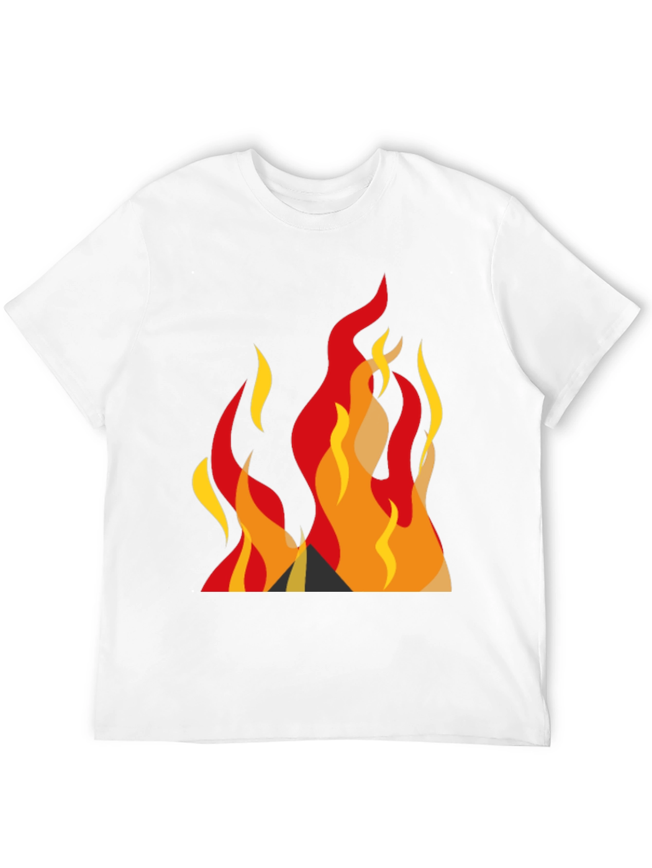 Bold Graphic Fire Design Black T-Shirt