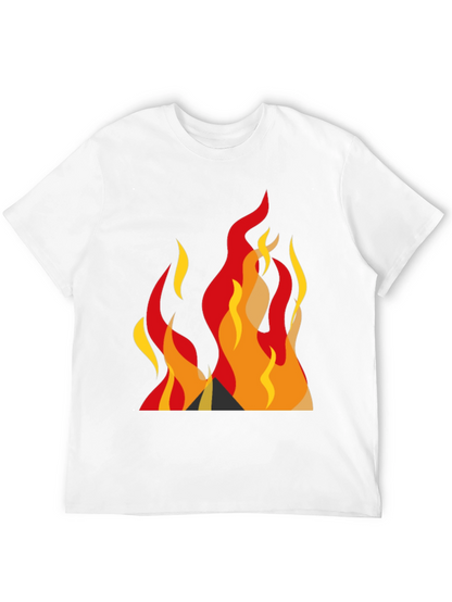 Bold Graphic Fire Design Black T-Shirt