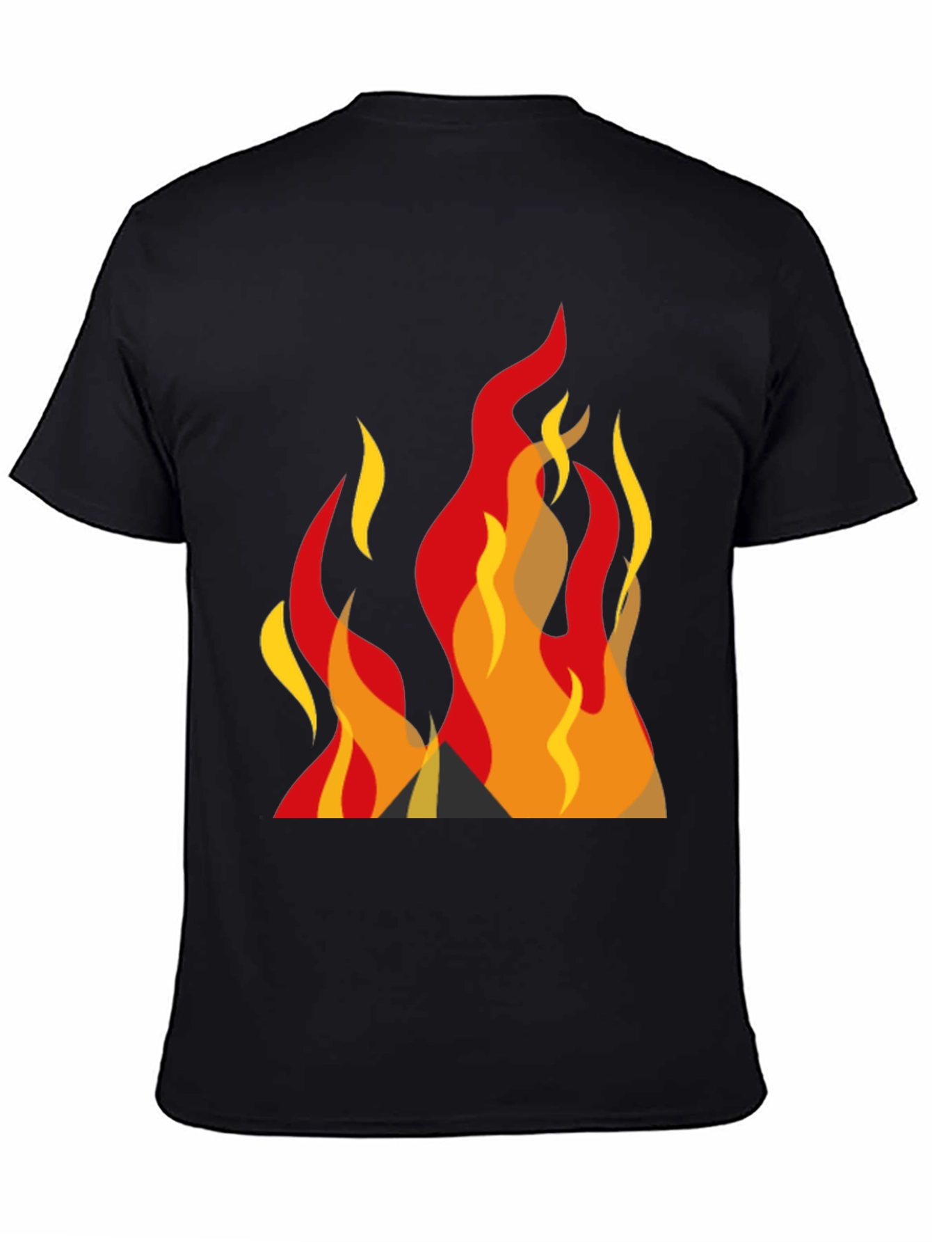 Bold Graphic Fire Design Black T-Shirt