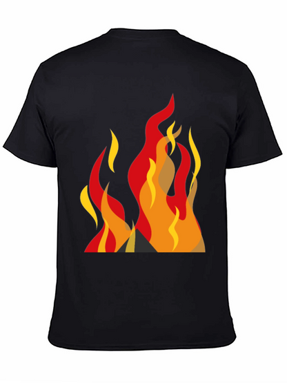 Bold Graphic Fire Design Black T-Shirt