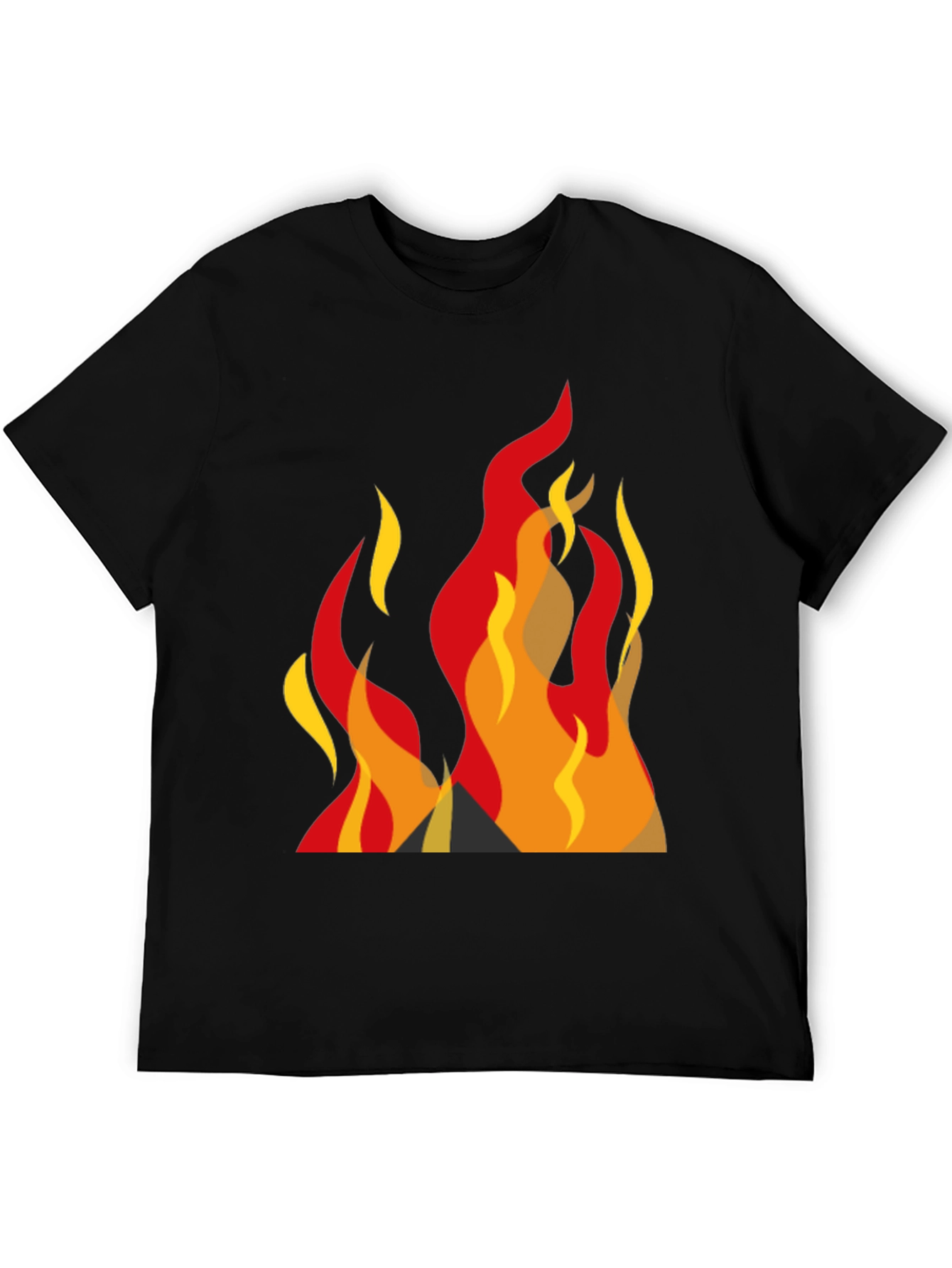 Bold Graphic Fire Design Black T-Shirt