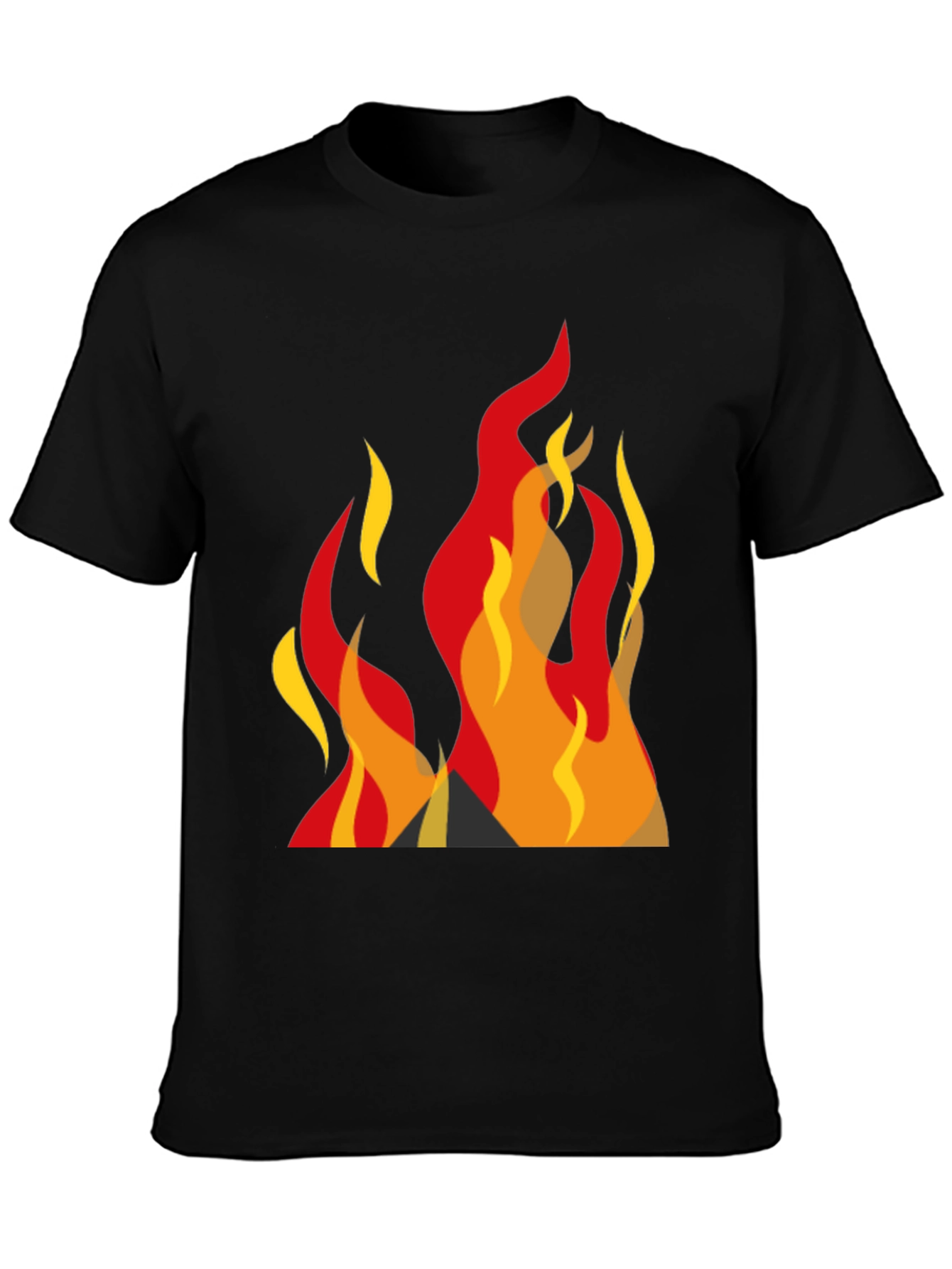 Bold Graphic Fire Design Black T-Shirt