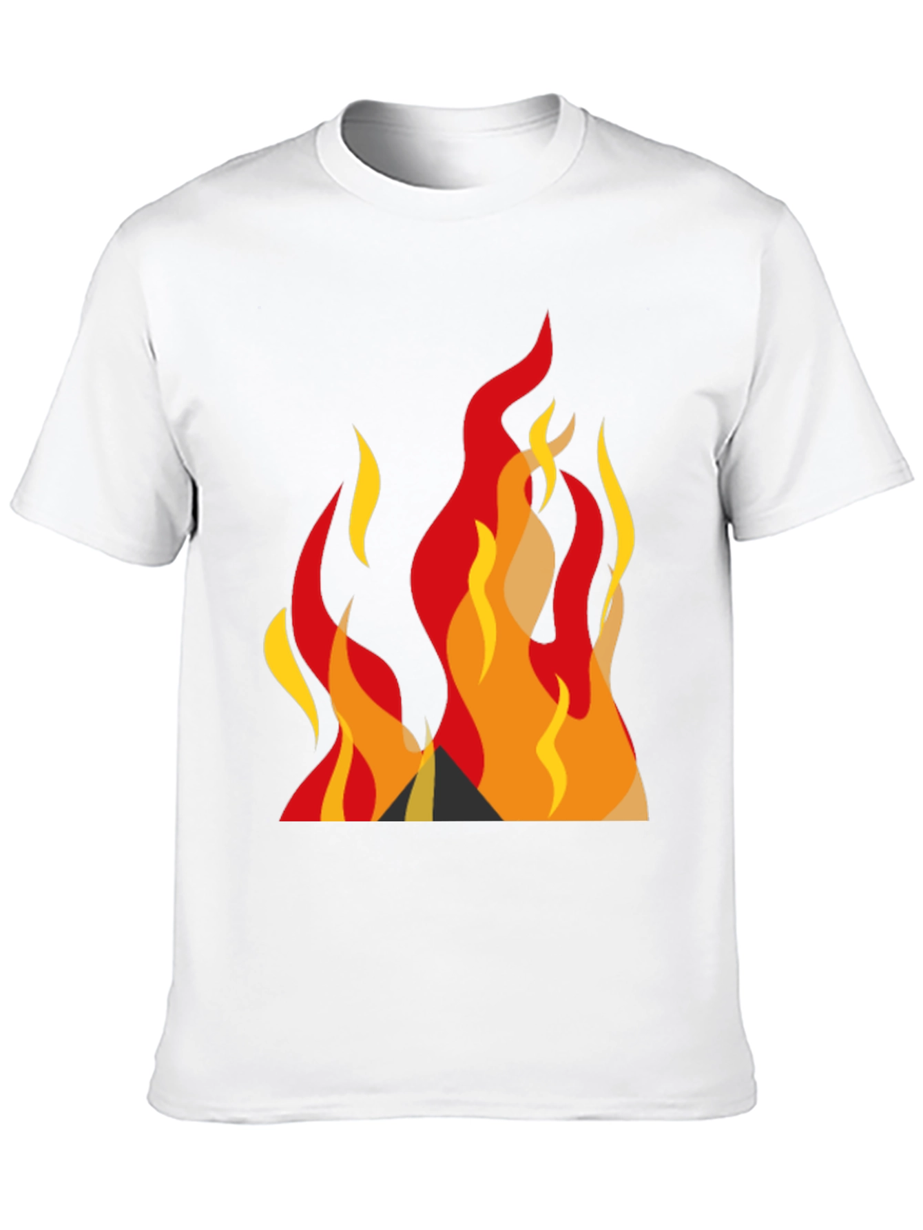 Bold Graphic Fire Design Black T-Shirt