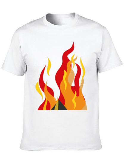 Bold Graphic Fire Design Black T-Shirt