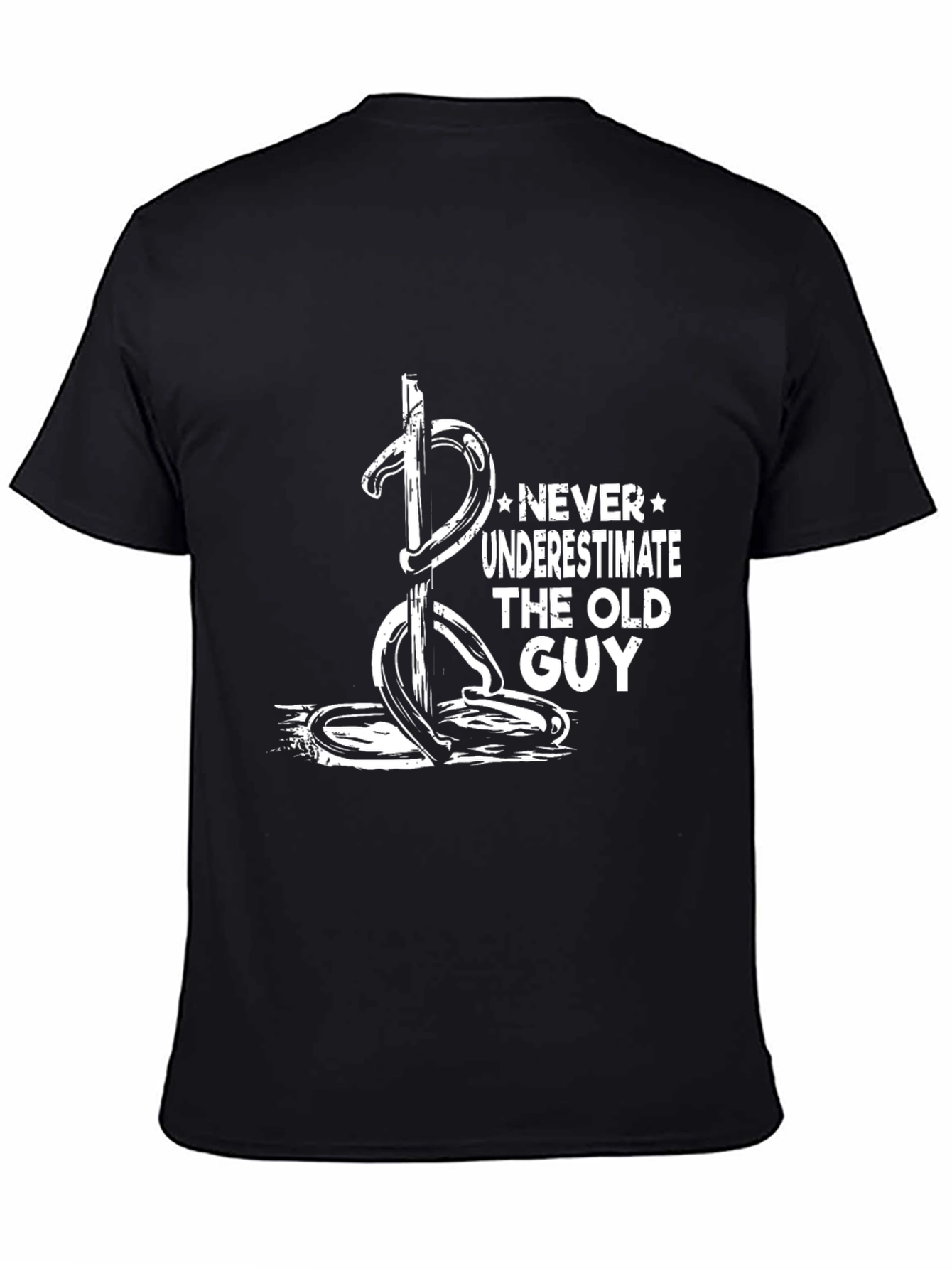 Never Underestimate Old Guy Black T-Shirt