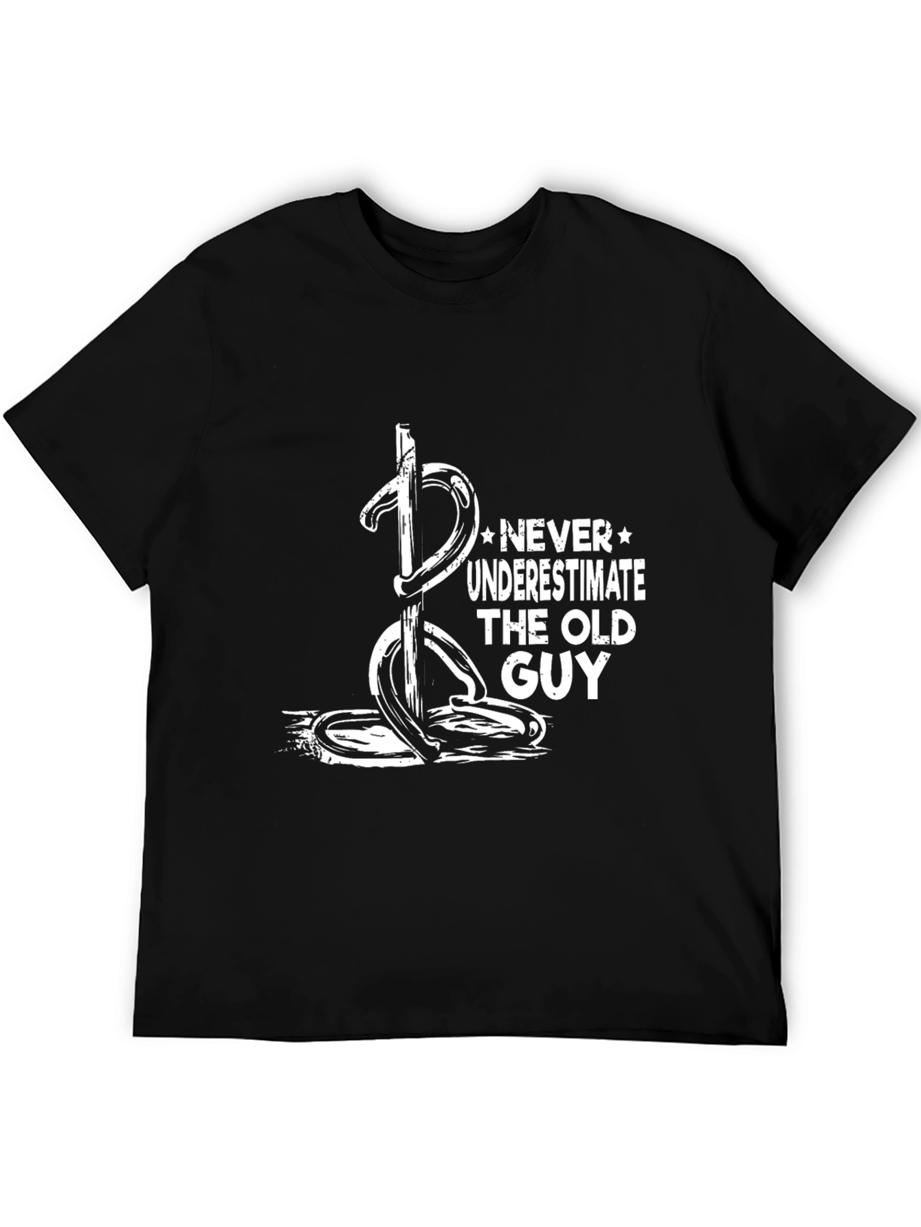 Never Underestimate Old Guy Black T-Shirt