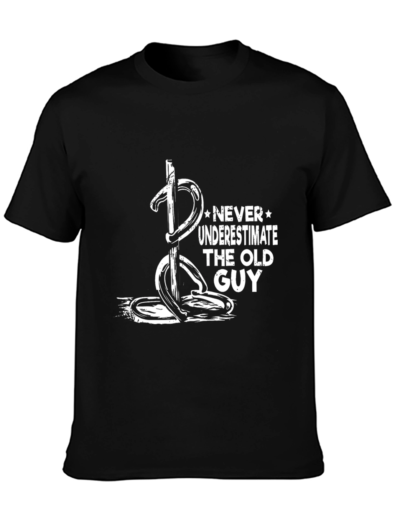 Never Underestimate Old Guy Black T-Shirt