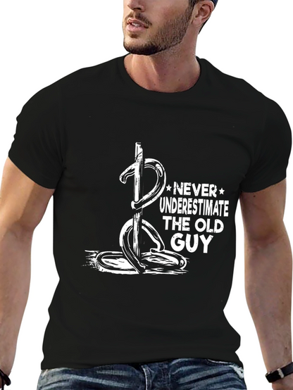Never Underestimate Old Guy Black T-Shirt