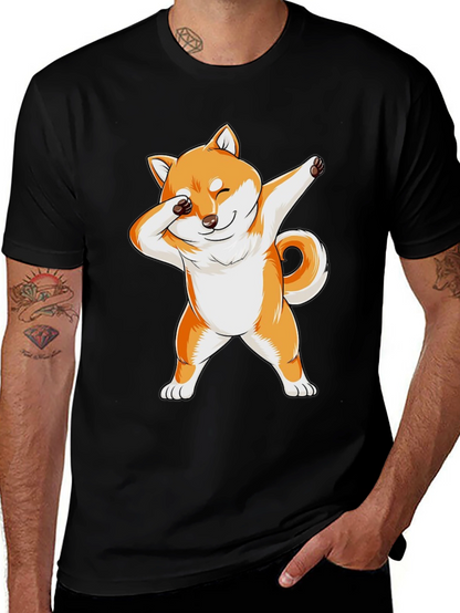 Dabbing Shiba Inu Graphic Tee - Black