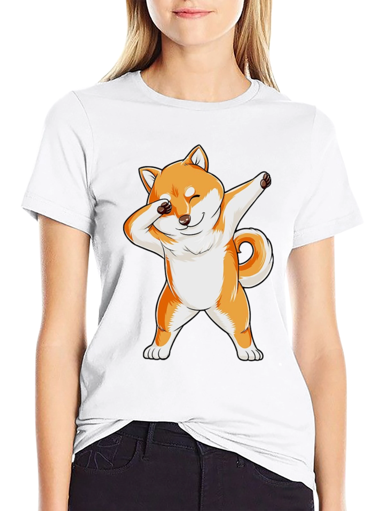 Dabbing Shiba Inu Graphic Tee - Black