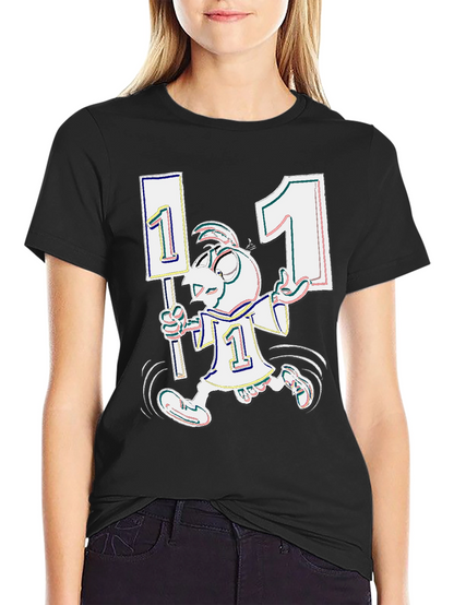 Funky Cartoon Number One Black T-Shirt