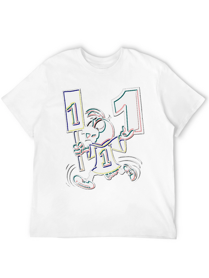 Funky Cartoon Number One Black T-Shirt