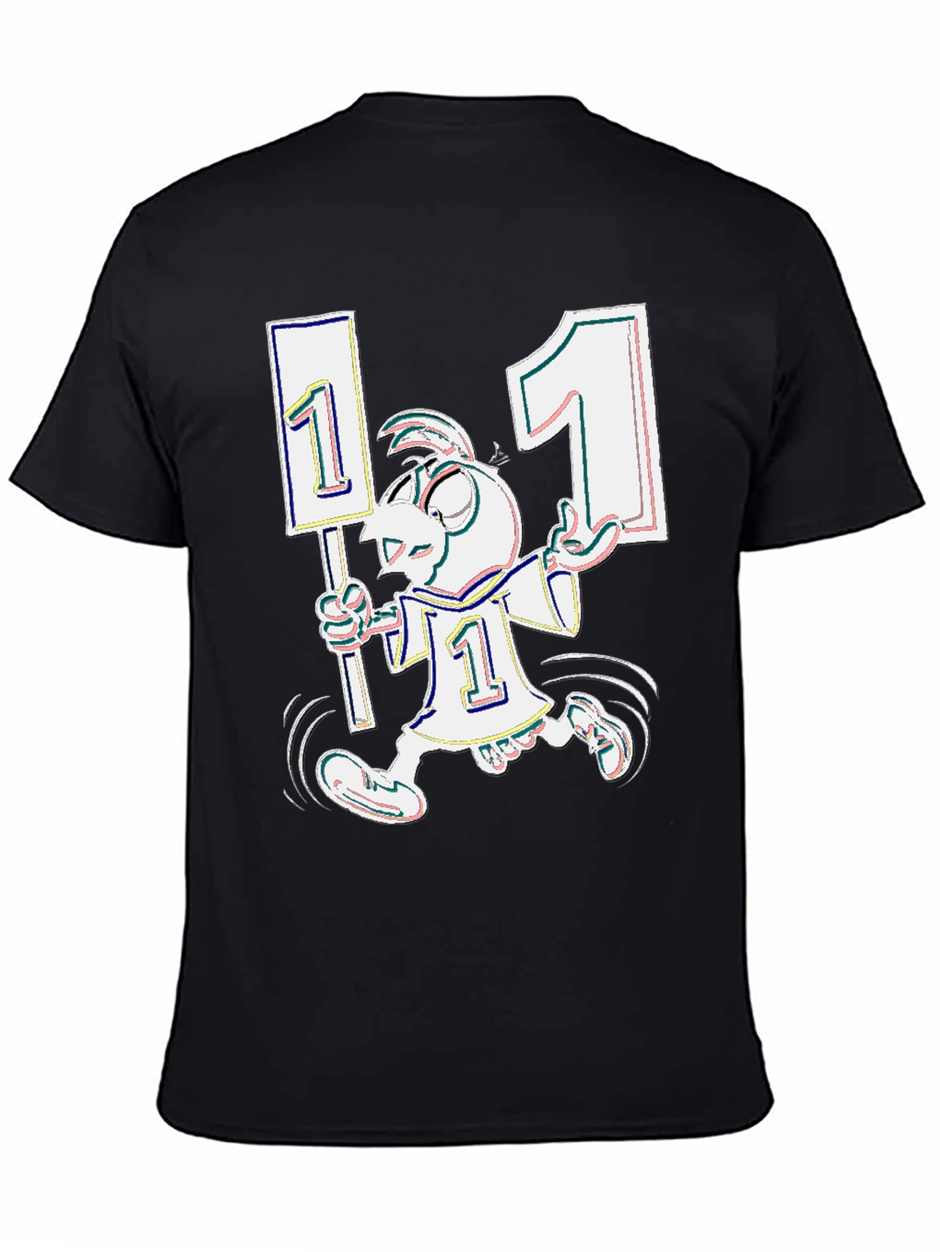 Funky Cartoon Number One Black T-Shirt