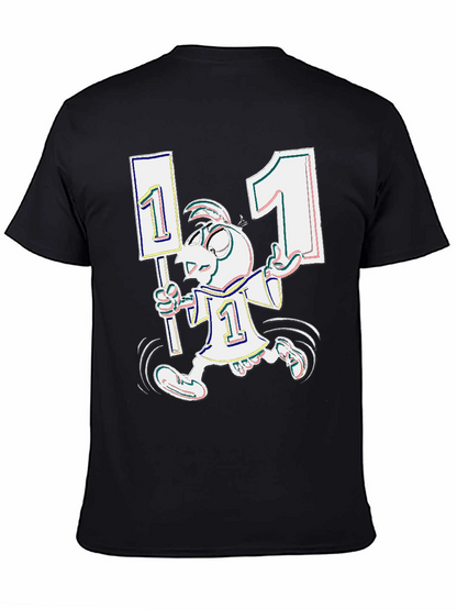 Funky Cartoon Number One Black T-Shirt