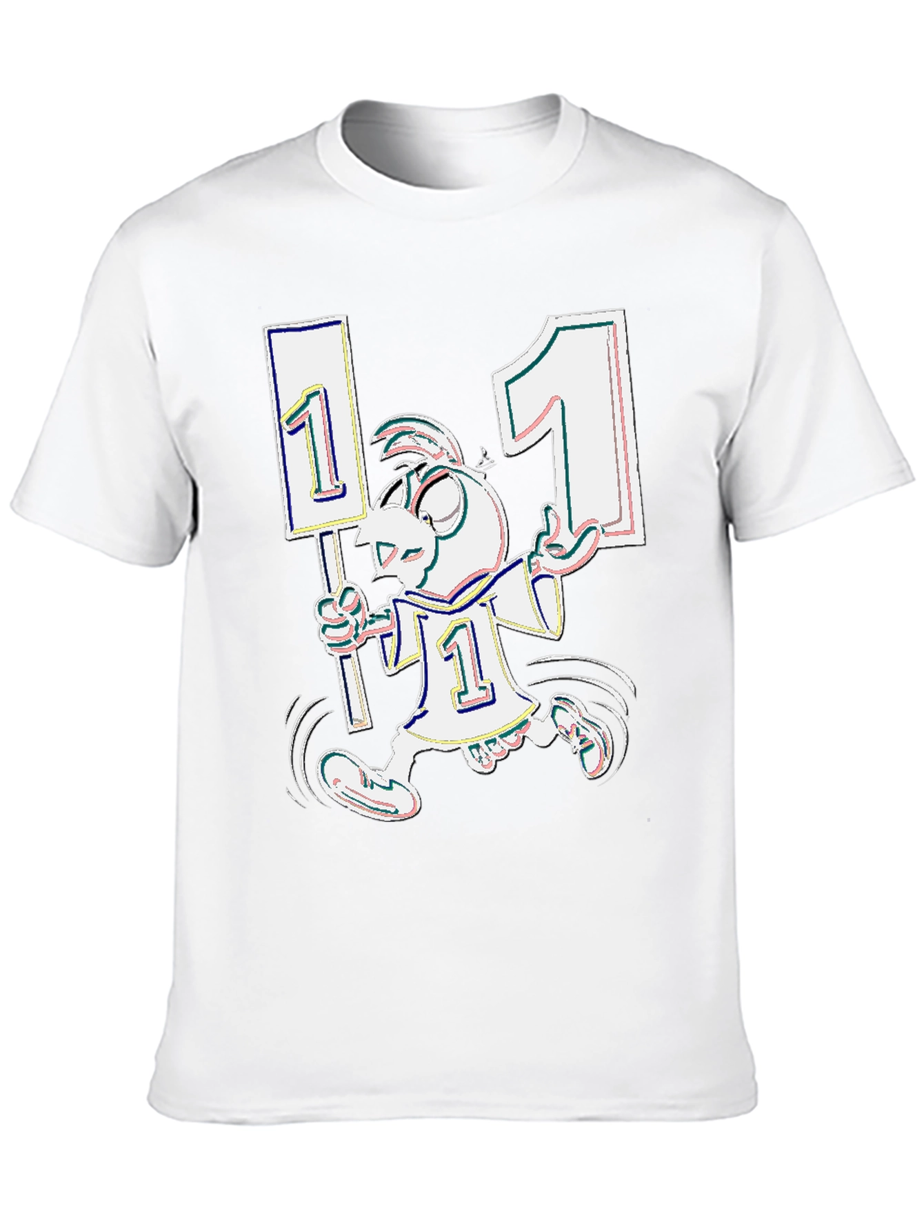 Funky Cartoon Number One Black T-Shirt