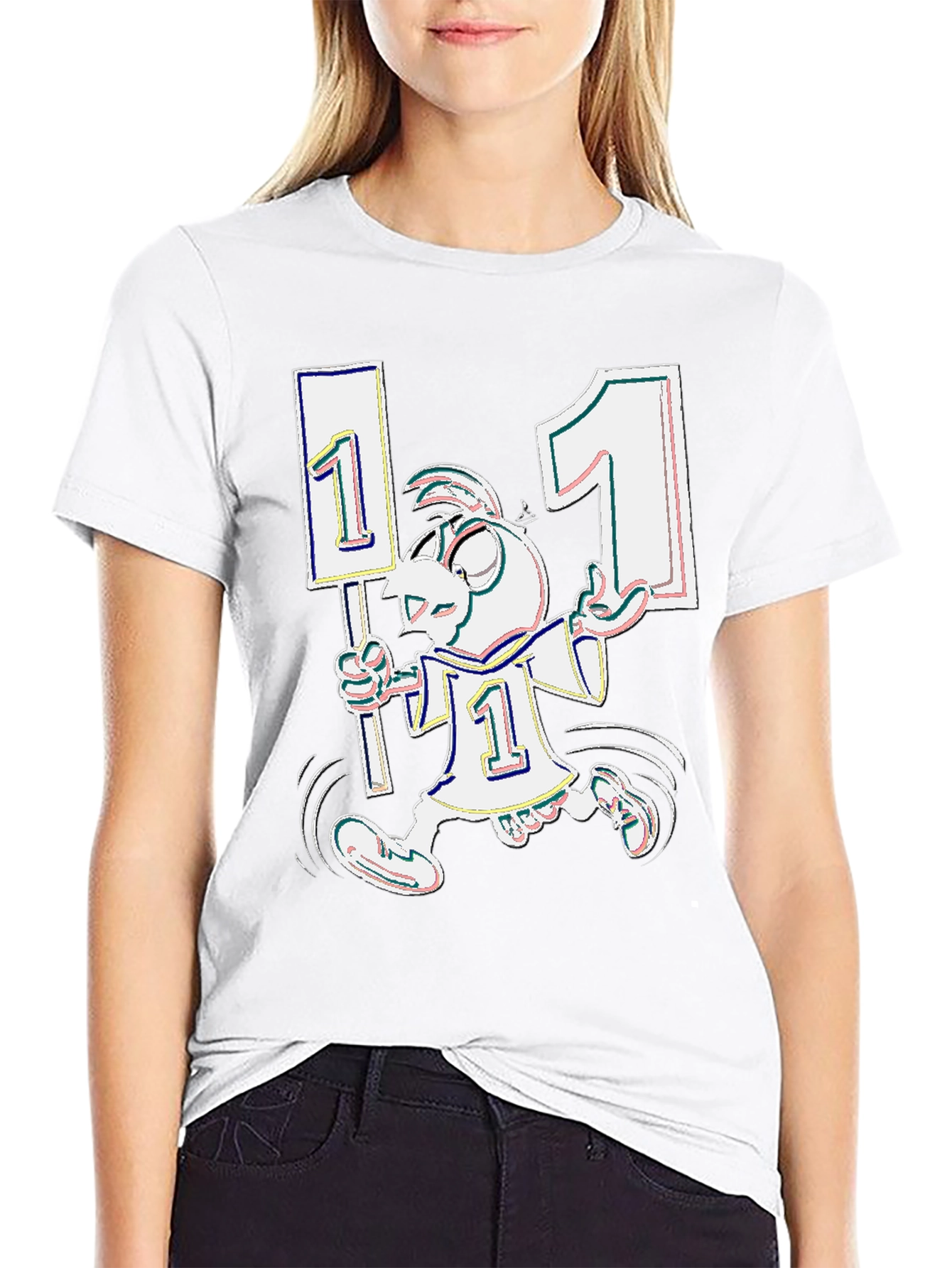 Funky Cartoon Number One Black T-Shirt