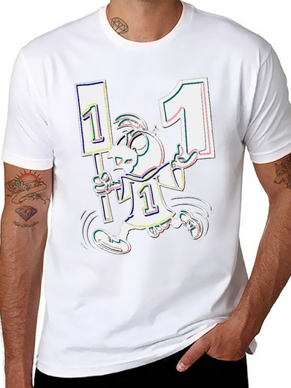 Funky Cartoon Number One Black T-Shirt