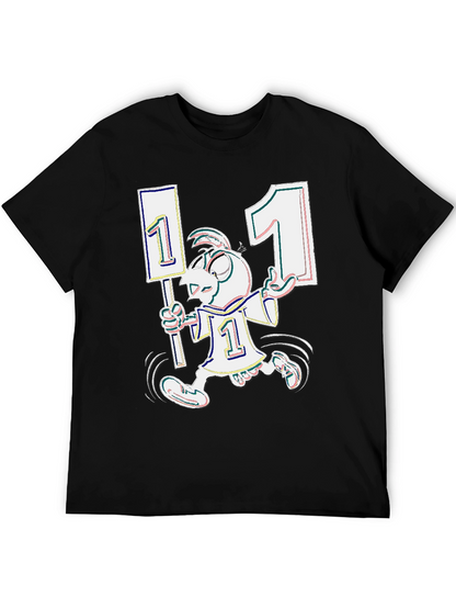 Funky Cartoon Number One Black T-Shirt