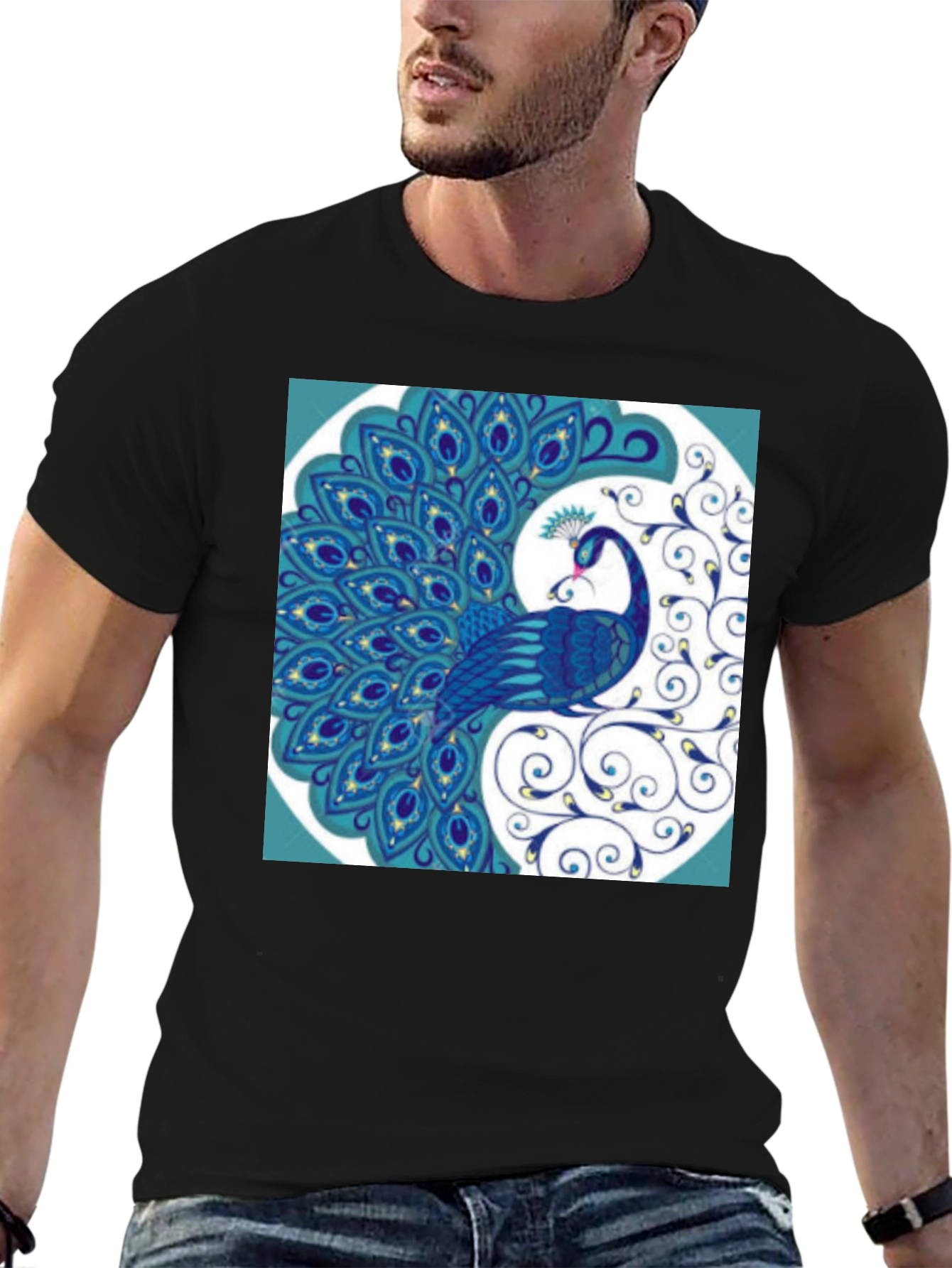 Peacock Graphic Tee - Stylish Mens T-Shirt