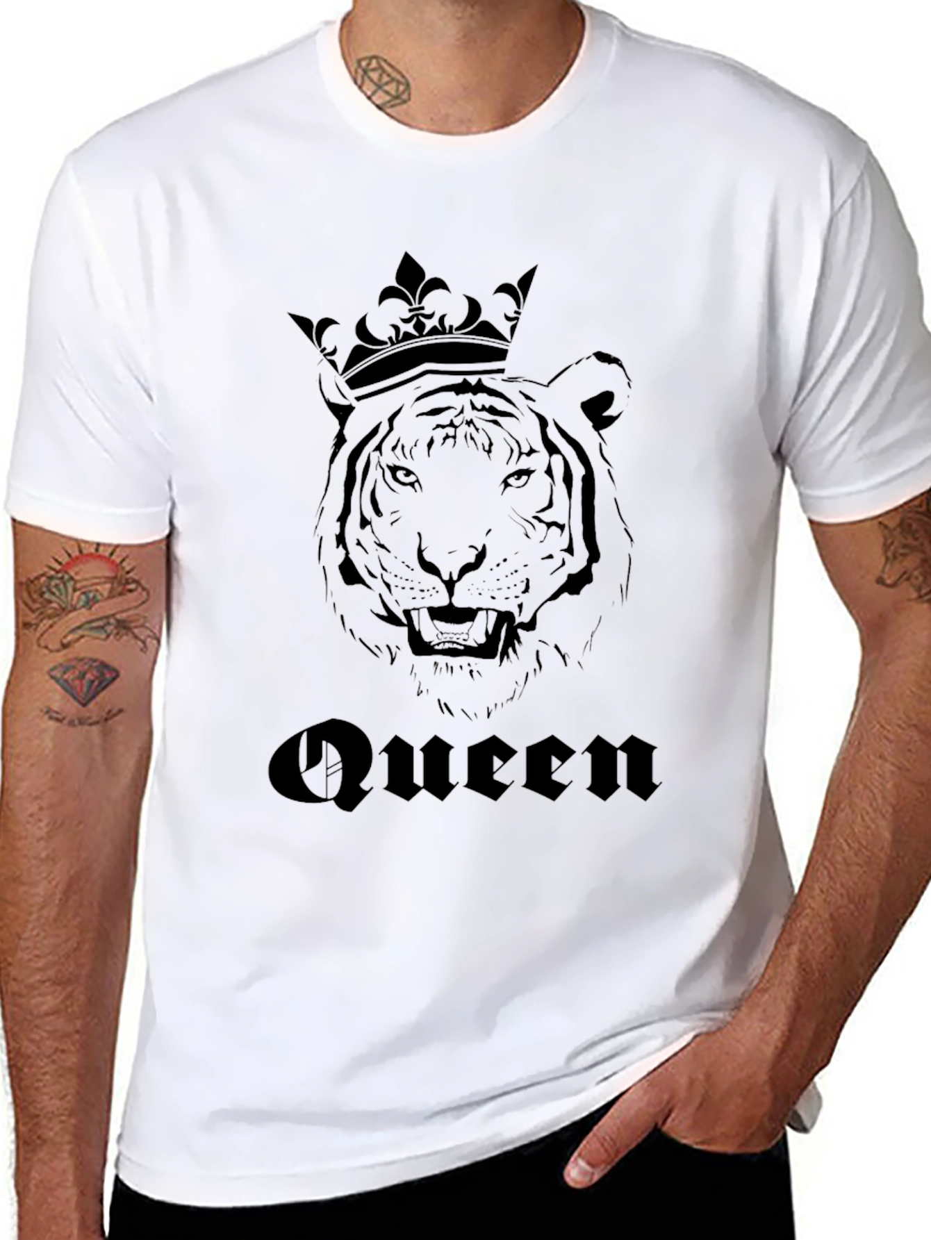 Queen Tiger Graphic Tee - Mens Black T-Shirt