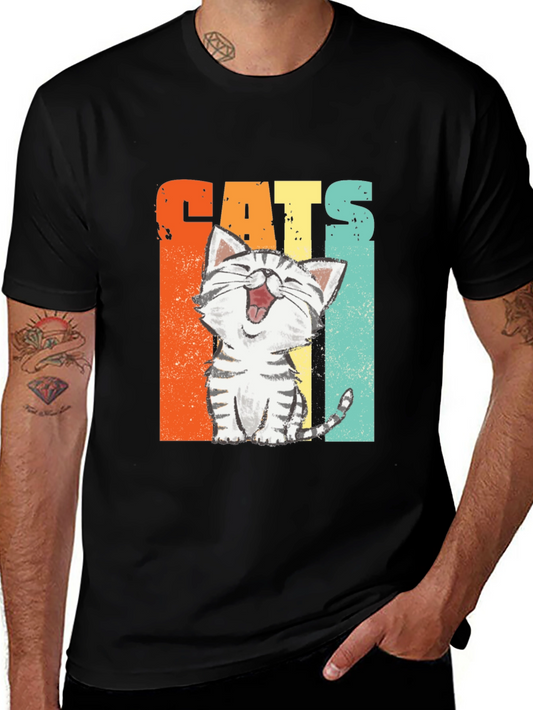 Funny Cats Graphic Tee - Retro Style Unisex T-Shirt