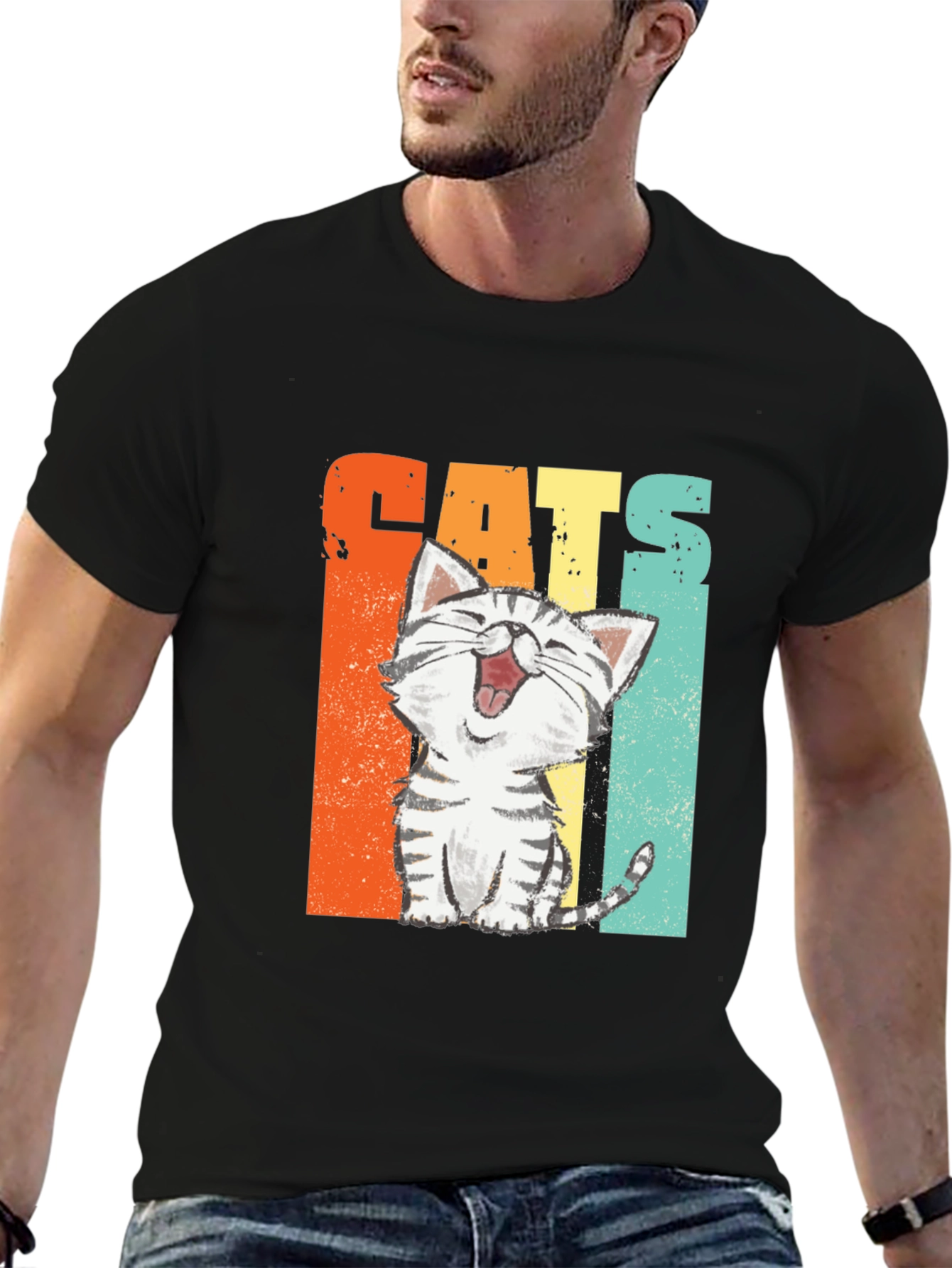 Funny Cats Graphic Tee - Retro Style Unisex T-Shirt