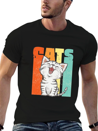Funny Cats Graphic Tee - Retro Style Unisex T-Shirt